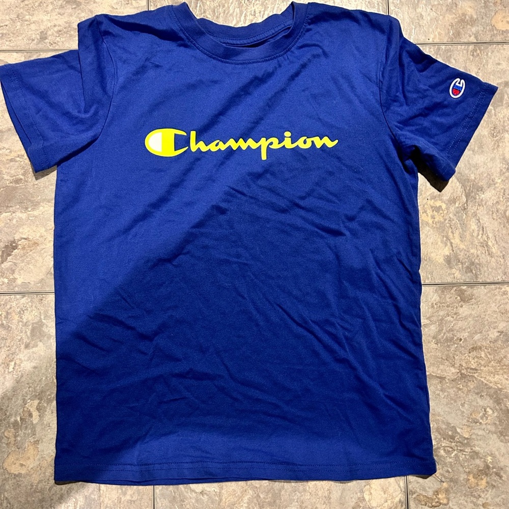 Champion Blue Short Sleeve Tee Vibrant Logo